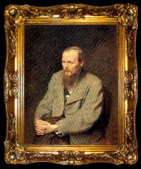 framed  Perov, Vasily Portrait of the Writer Fyodor Dostoyevsky, ta009-2